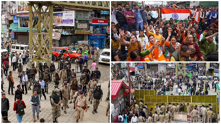 Massive protests held in Shimla amid prohibitory orders in Sanjauli area | - PTI